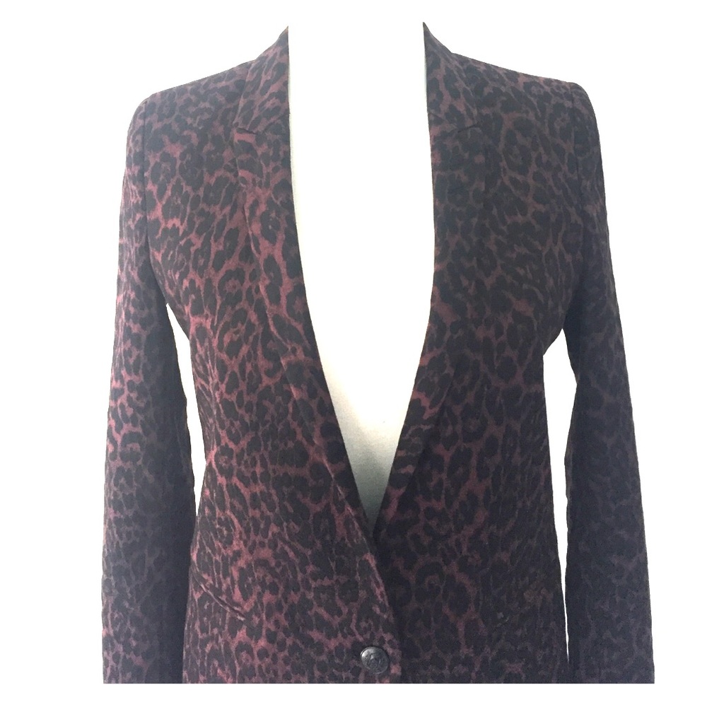 The Kooples burgundy & black leopard print blazer